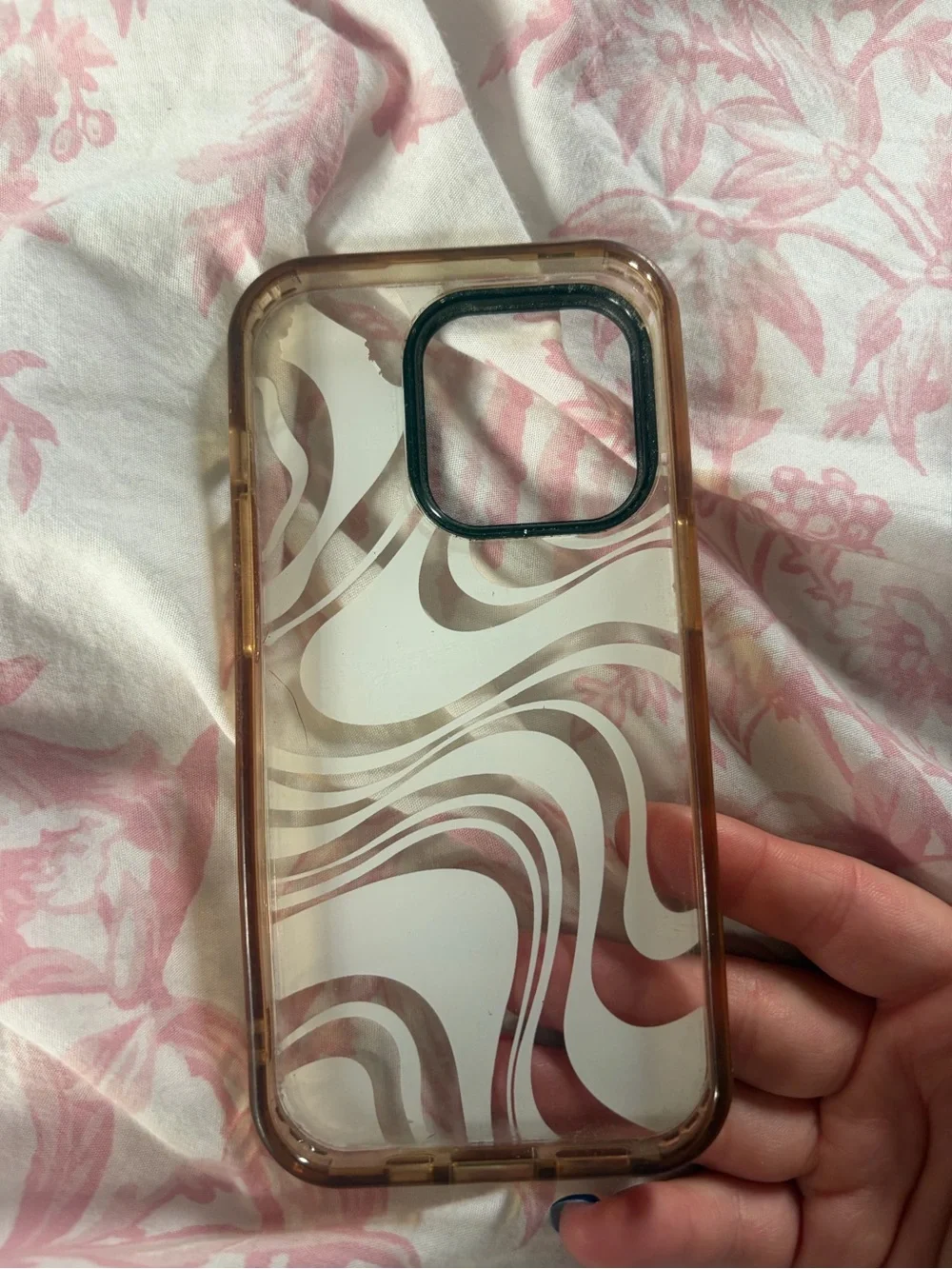 Swirl Pattern White & Brown Protective Phone Case - Sleek Coverage